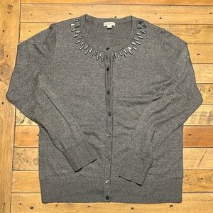 Women’s jeweled button up sweater!